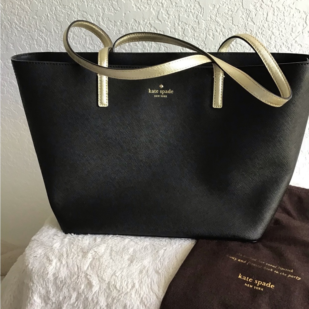 Kate Spade Women's Black and Gold Tote Bag